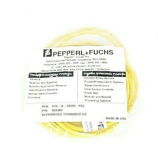 NEW PEPPERL+FUCHS V12-G-YE5M-PVC CORDSET 5M, 903559, SUPERSEDES 703000D02F120