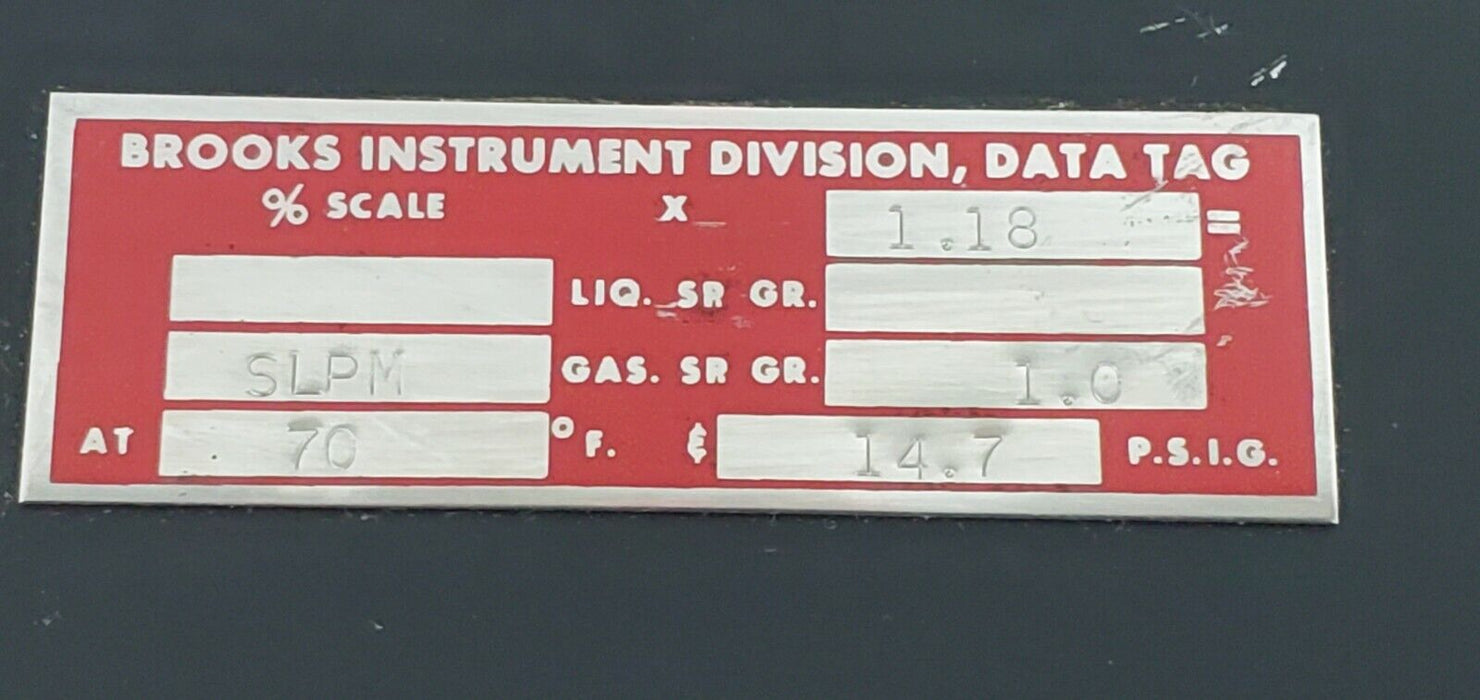 BROOKS INSTRUMENTS 1110-08H2B1A SLPM FLOW METER, 0-100% OF MAX FLOW, 111008H2B1A