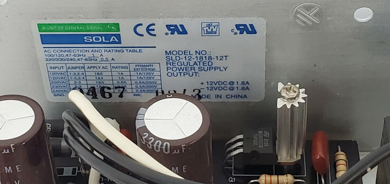 EMERSON SOLA HD SLD-12-1818-12T POWER SUPPLY 1.8AMP DUAL +-12VDC