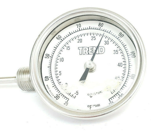 TREND INSTRUMENTS 25 TO 125 DEG F / -5 TO 50 DEG C THERMOMETER, 6" STEM