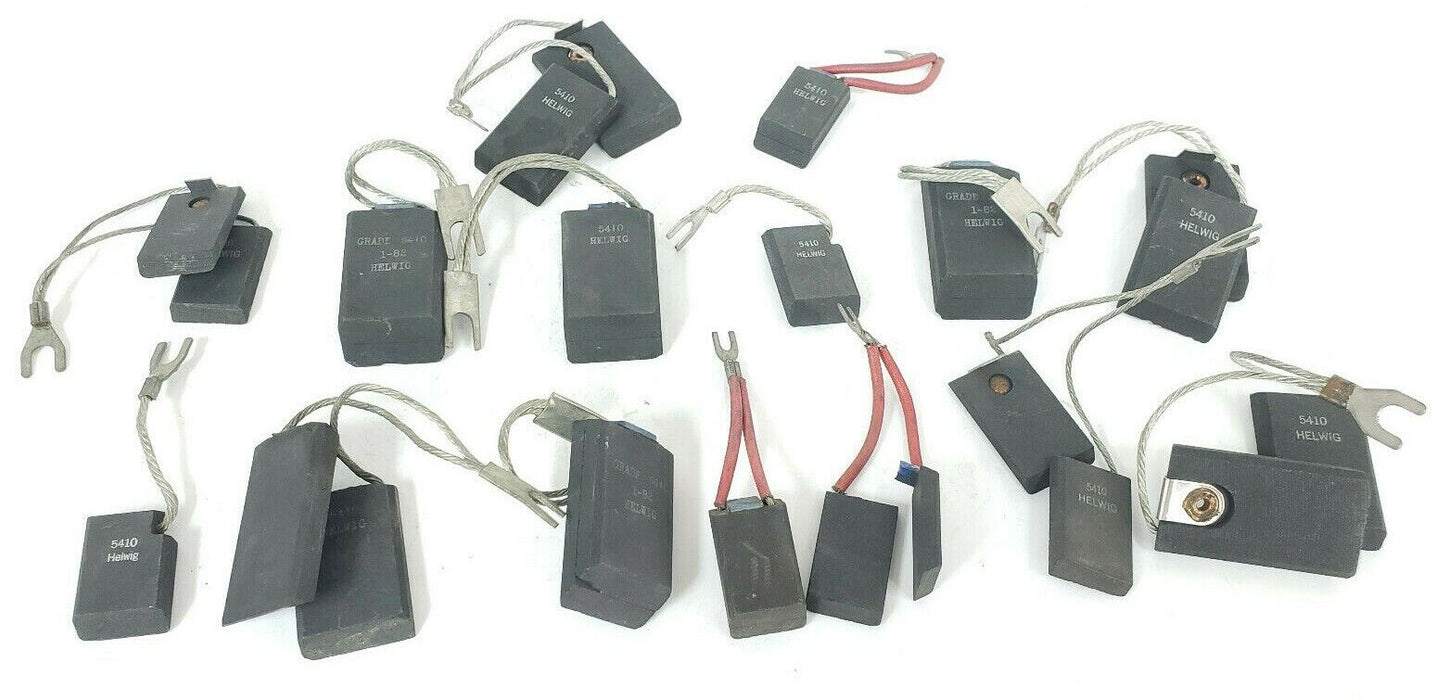 LOT OF 22 HELWIG 5410 GRADE CARBON BRUSHES, ASSORTED SIZES