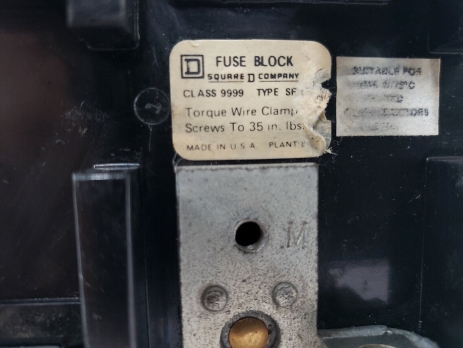 SQUARE D CLASS 9999 TYPE SF2 FUSE BLOCK 9999-SF2 9999SF2