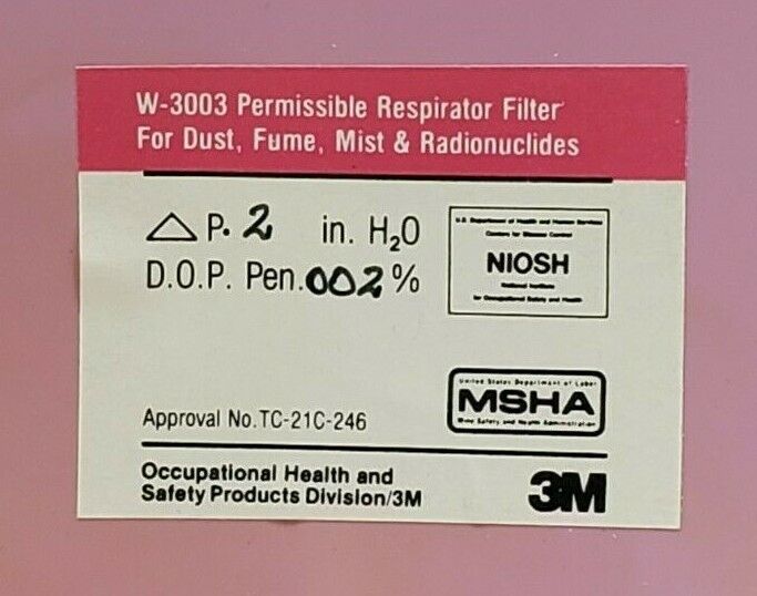 NIB 3M AIRHAT W-3003 HIGH EFFICIENCY RESPIRATOR FILTER 78-8029-4566-3