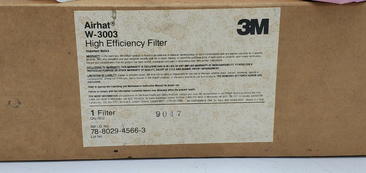 NIB 3M AIRHAT W-3003 HIGH EFFICIENCY RESPIRATOR FILTER 78-8029-4566-3