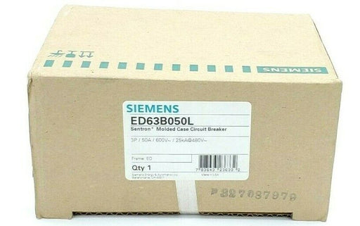 FACTORY SEALED SIEMENS ED63B050L SENTRON MOLDED CASE CIRCUIT BREAKER 3P, 50A
