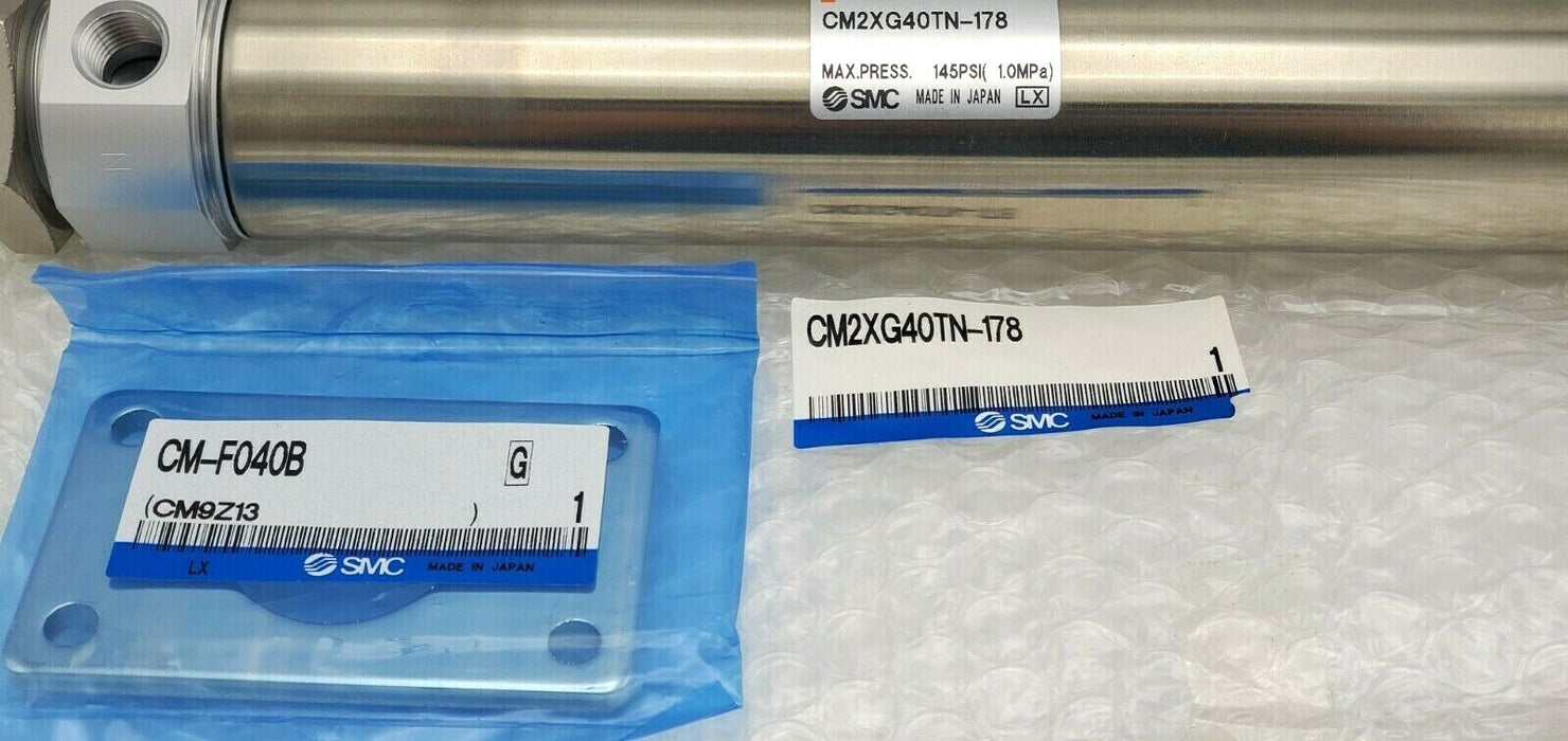 NEW SMC CM2XG40TN-178 MICROSPEED CYLINDER W/ CM-F040B CM9Z13 FLANGE BRACKETS