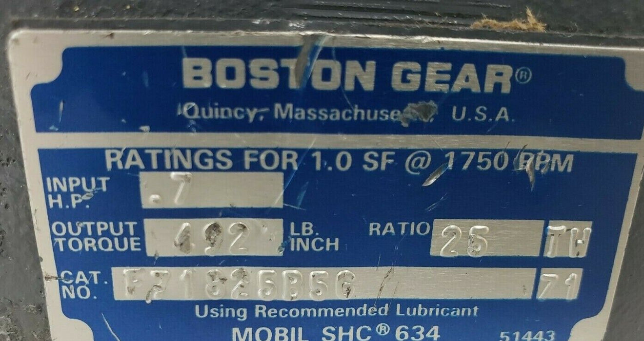 NEW BOSTON GEAR F718-25-B5-G 700 SERIES GEAR SPEED REDUCER .7HP 492LB-IN 25:1