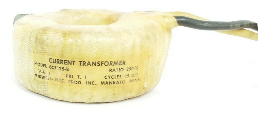 MIDWEST ELECTRIC 6CT125-B CURRENT TRANSFORMER 250:5 RATIO, 5 VA, 25-400 CYCLES