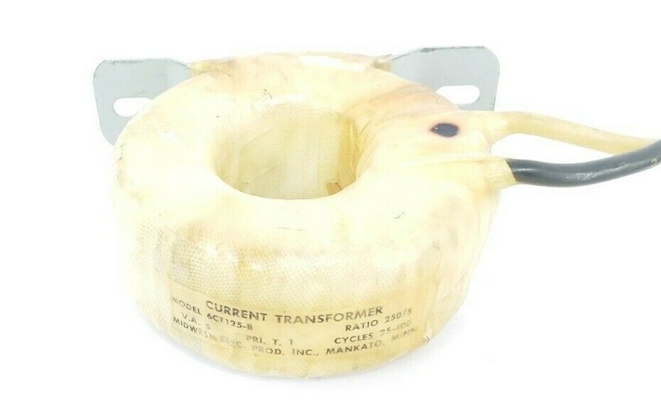 MIDWEST ELECTRIC 6CT125-B CURRENT TRANSFORMER 250:5 RATIO, 5 VA, 25-400 CYCLES