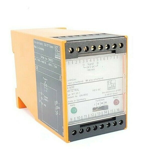 EFECTOR IFM ORDER NO. DN0012 AMPLIFIER MODULE N 600, TYP NO 33-I, 110V AC