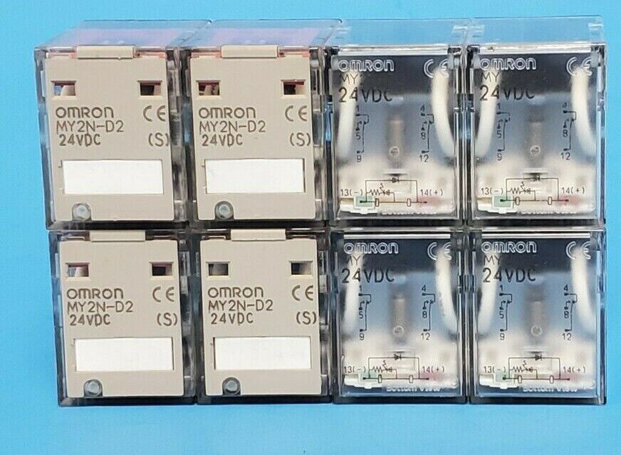 LOT OF 8 OMRON MY2N-D2 24VDC PLUG-IN RELAYS MY2ND2-DC24