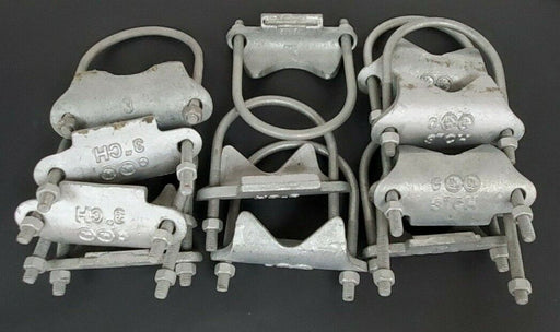 LOT OF 13 NEW ASSORTED BRAND 3" U-BOLT CONDUIT CLAMPS (3" KORNS, 3" CH, X-3)