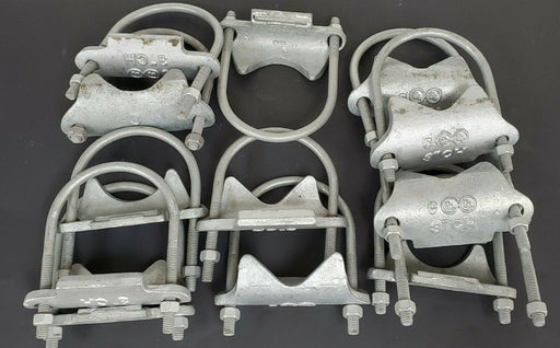 LOT OF 13 NEW ASSORTED BRAND 3" U-BOLT CONDUIT CLAMPS (3" KORNS, 3" CH, X-3)