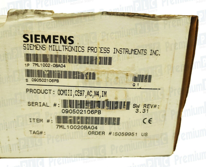 SIEMENS MILLTRONICS 7ML1-002-0BA04 OCM III FLOW METER SW REV. 3.31 7ML10020BA04