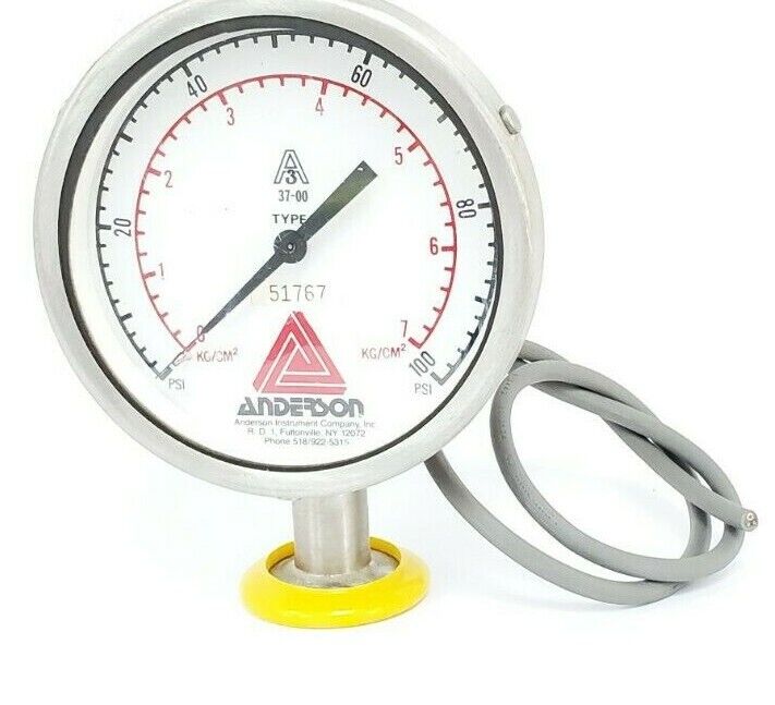 ANDERSON A3 37-00 TYPE S PRESSURE GAUGE, 0-100PSI, 0-7KG/CM^2, 51767
