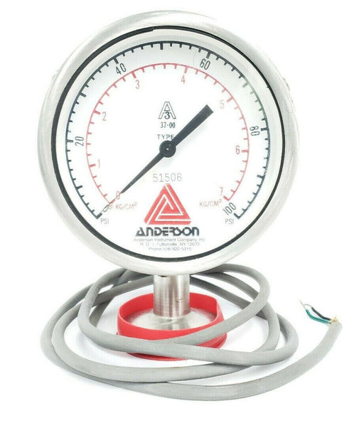 ANDERSON A3 37-00 TYPE S PRESSURE GAUGE, 0-100PSI, 0-7KG/CM^2, 51506