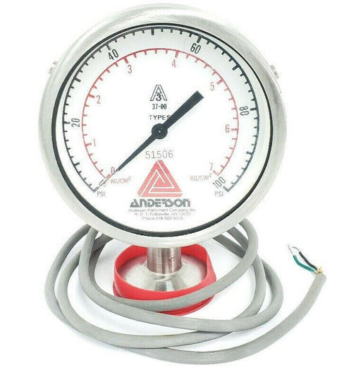 ANDERSON A3 37-00 TYPE S PRESSURE GAUGE, 0-100PSI, 0-7KG/CM^2, 51506