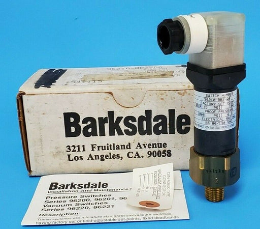 NIB BARKSDALE 96210-BB2-Q6 PRESSURE SWITCH 5A 80/130VAC 96210BB2Q6, 1000 PSI