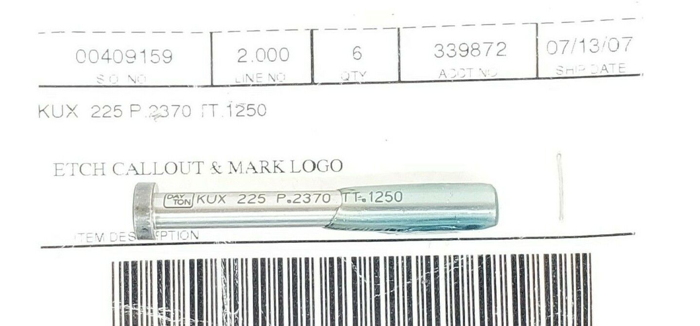 PACK OF 6 NEW DAYTON KUX-225 P.2370 TT.1250 ETCH CALLOUT & MARK LOGO PUNCHES