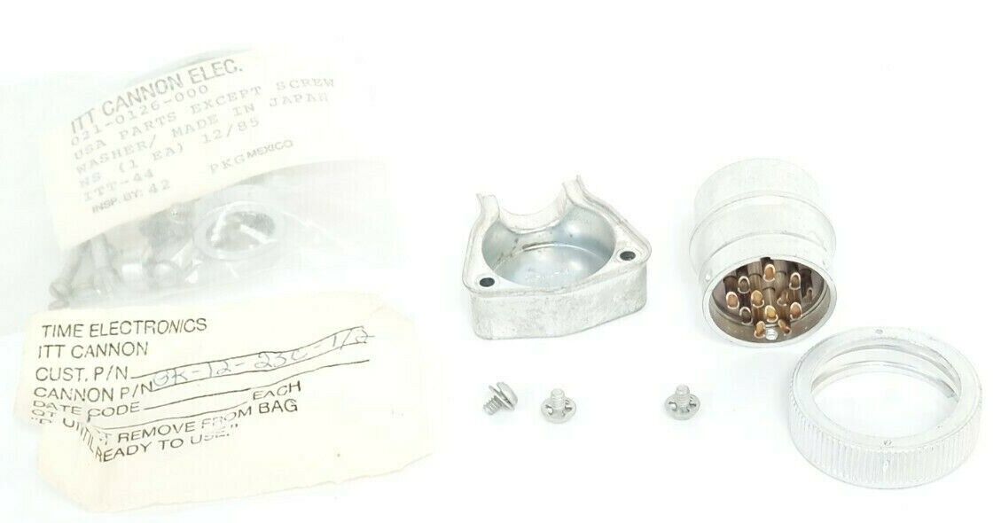 NEW TIME ELECTRONICS ITT CANNON 021-0126-000 90DEG CONNECTOR PLUG GK-12-23C-1/2