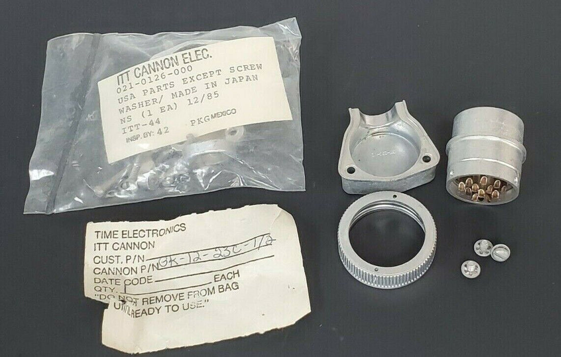 NEW TIME ELECTRONICS ITT CANNON 021-0126-000 90DEG CONNECTOR PLUG GK-12-23C-1/2