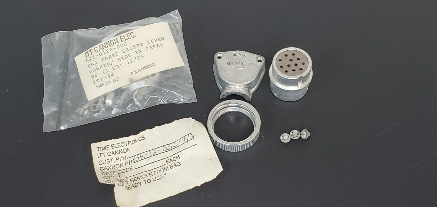 NEW TIME ELECTRONICS ITT CANNON 021-0126-000 90DEG CONNECTOR PLUG GK-12-23C-1/2