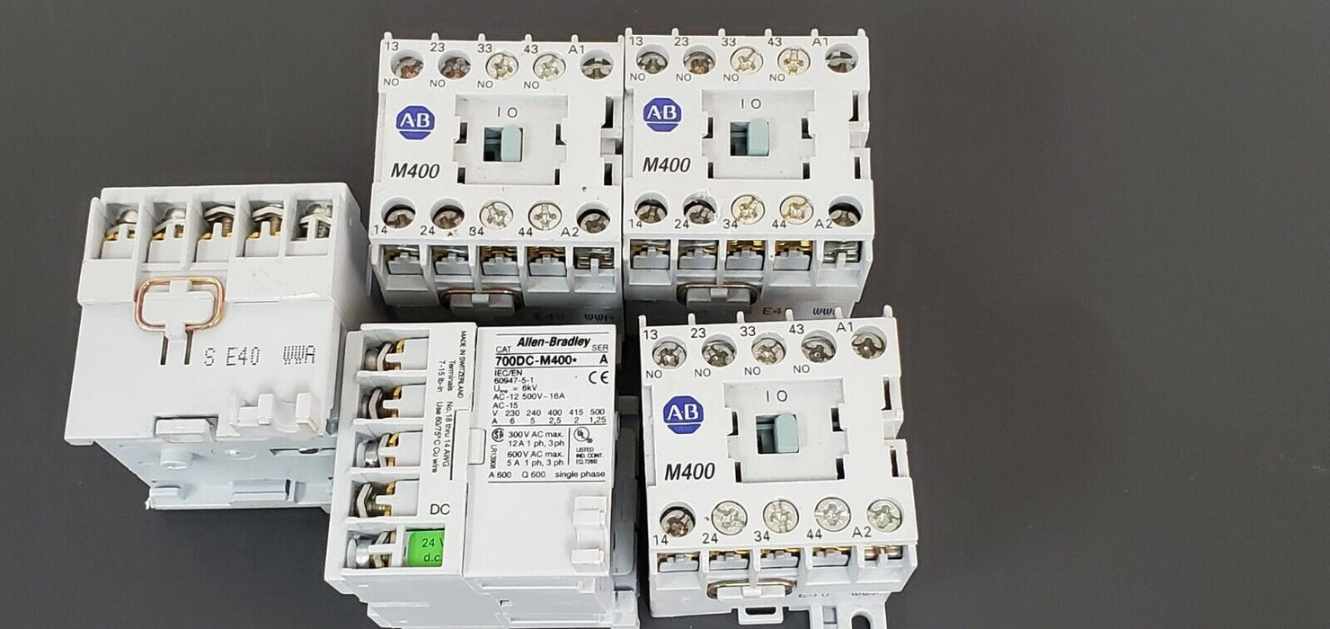 LOT OF 5 ALLEN BRADLEY 700DC-M400 RELAYS 24V DC, SER. A, 700DCM400