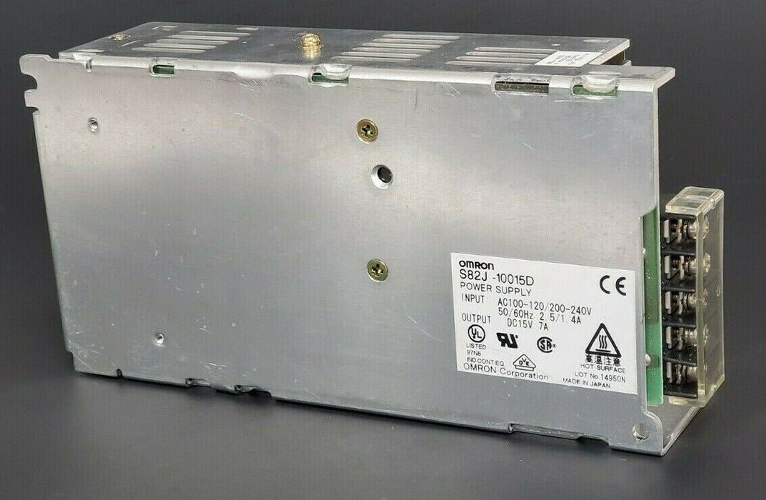 OMRON S82J-10015D POWER SUPPLY AC100-120/200-240V 50/60HZ 2.5/1.4A / DC 15V 7A