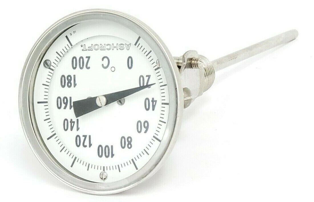 ASHCROFT 0-200 DEGREE C THERMOMETER, ~5.25" PROBE
