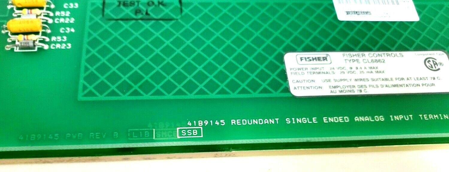 FISHER CONTROLS 41B9148X03R TYPE: CL6862 41B9145 REDUNDANT SINGLE ANALOG INPUT
