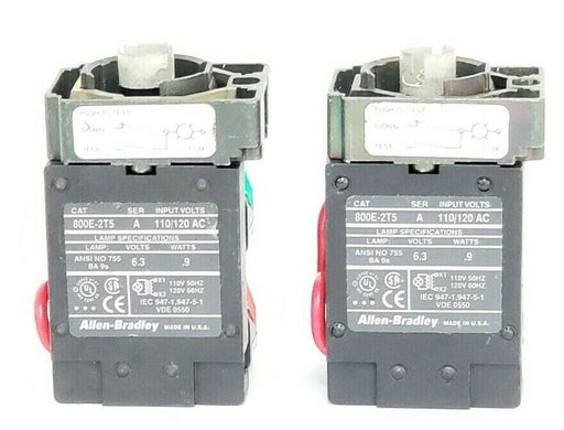 LOT OF 2 ALLEN BRADLEY 800E-2T5 TRANSFORMER MODULES SER. A W/ 800E-2X10 800E2X01