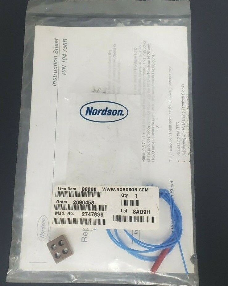 NEW NORDSON 274783B KIT GUN RTD REPLACEMENT WIRE PROBE AND COMPONENTS