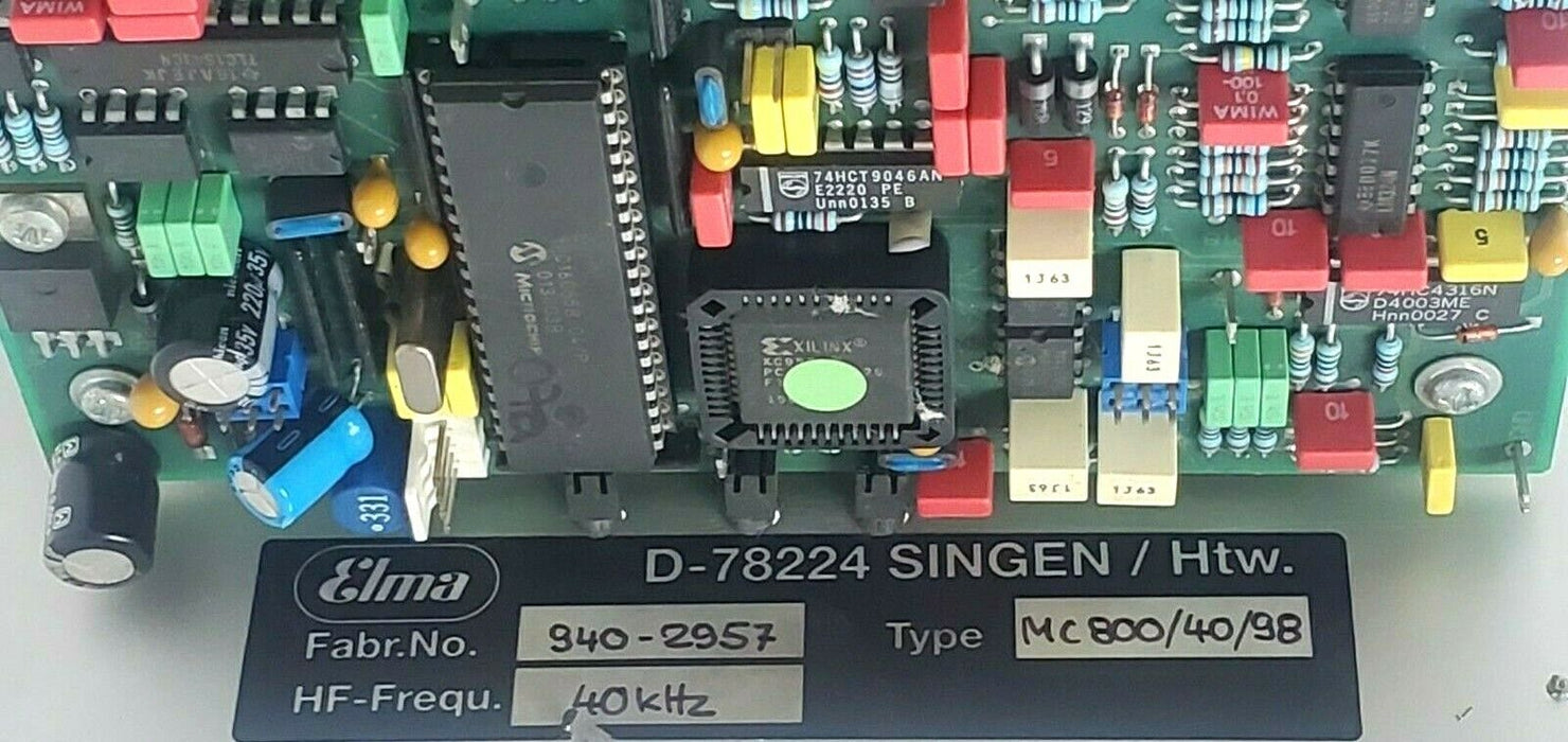 ELMA D-78224 SINGEN/HTW. FABR. NO. 940-2957 TYPE: MC800/40/98 HF-FABR. 40KHZ