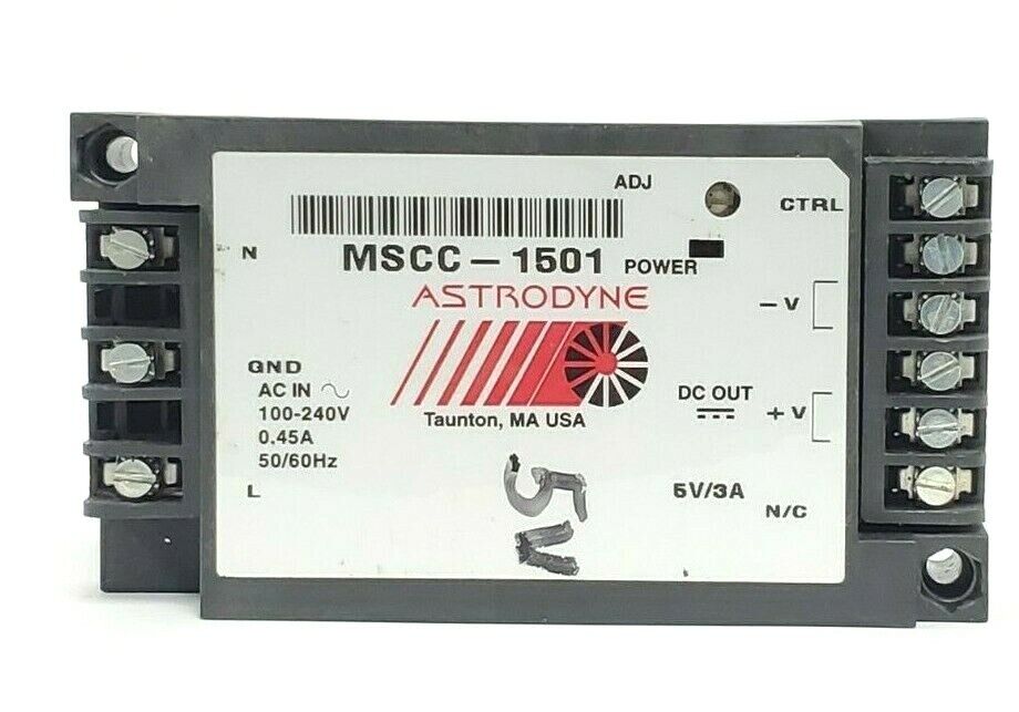 ASTRODYNE MSCC-1501 POWER SUPPLY 100-240V, 0.45A, 50/60HZ, MSCC1501