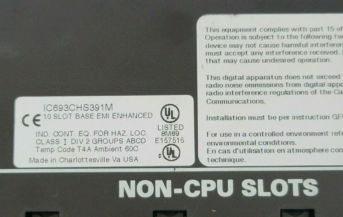 GE FANUC IC693CHS391M 10-SLOT BASE EMI ENHANCED