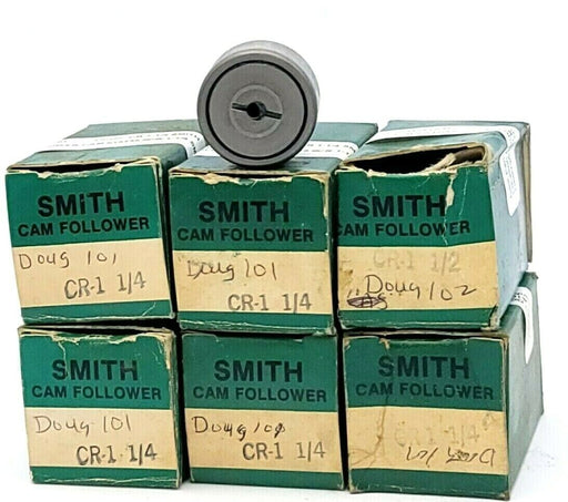 LOT OF 6 NIB SMITH CR-1-1/4 CAM FOLLOWERS 1-1/4IN ROLLER DIAMETER 3/4IN WIDTH