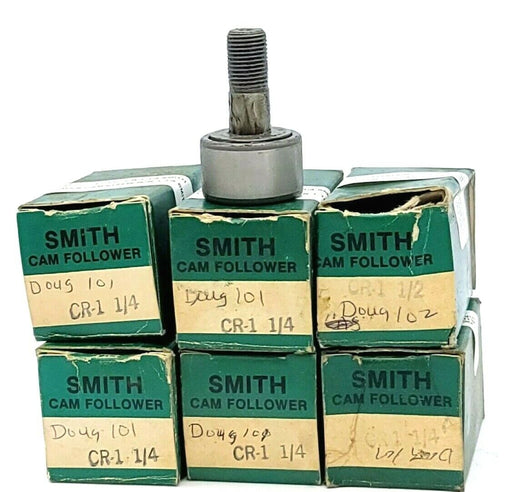 LOT OF 6 NIB SMITH CR-1-1/4 CAM FOLLOWERS 1-1/4IN ROLLER DIAMETER 3/4IN WIDTH