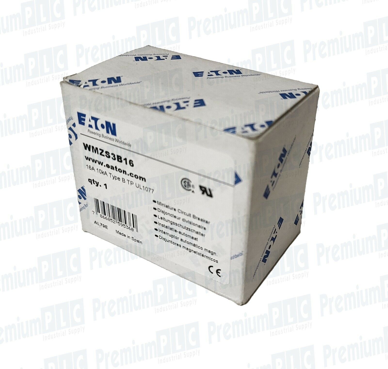 NEW EATON WMZS3B16 MINIATURE CIRCUIT BREAKER 16A 10kA TYPE B 277/480VAC 3P