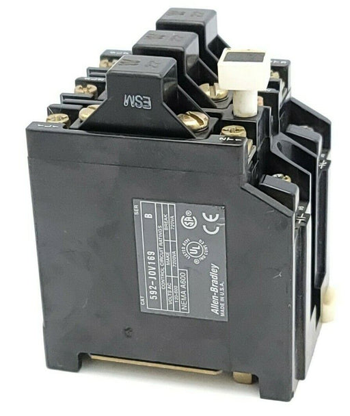 ALLEN BRADLEY 592-JOV169 SER. B OVERLOAD RELAY W/ (3) W22 HEATER ELEMENTS