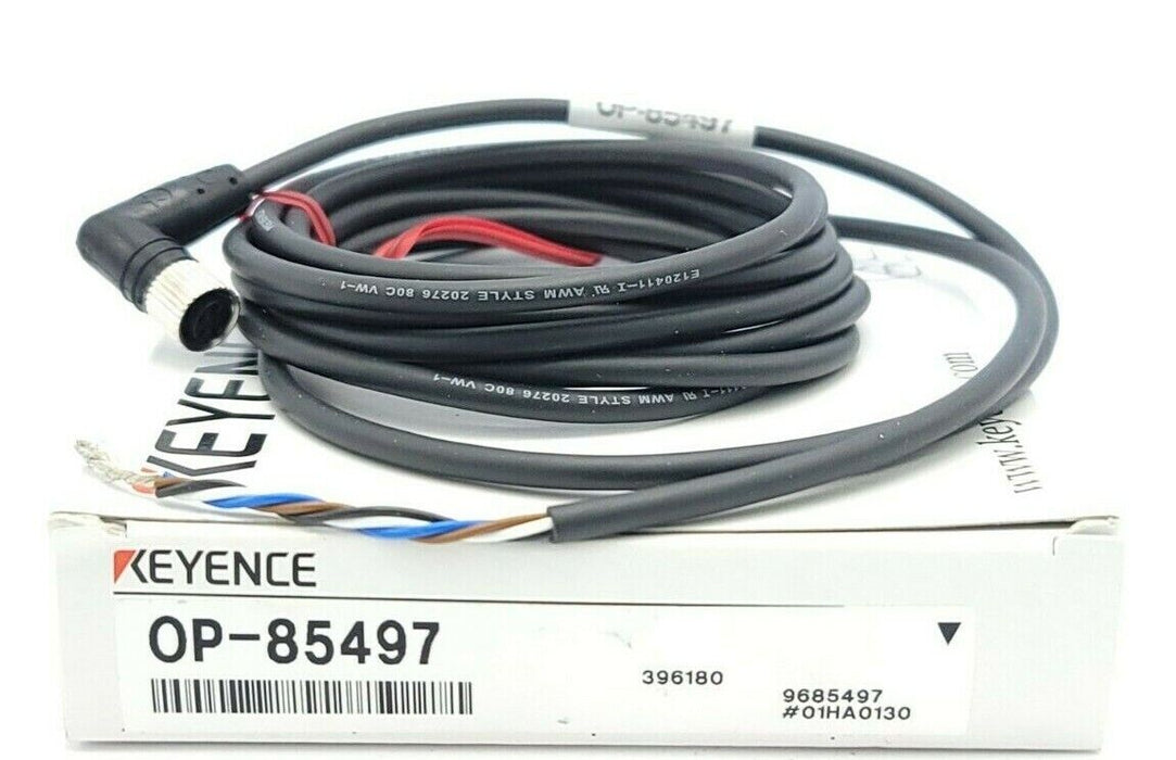 NIB KEYENCE OP-85497 CORDSET 4PIN FEMALE L-SHAPED CONNECTOR OP85497