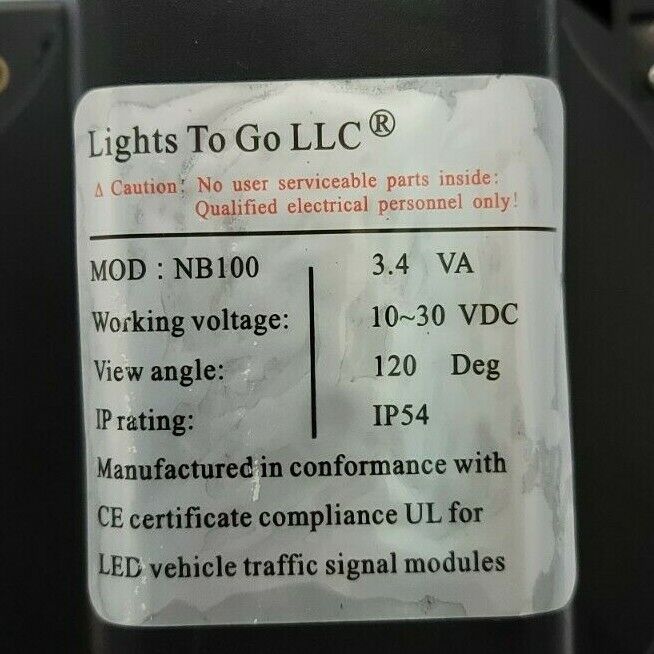 NEW LIGHTS TO GO LCC NB100 LED LIGHT 3.4VA 10-30VDC 120DEG IP54