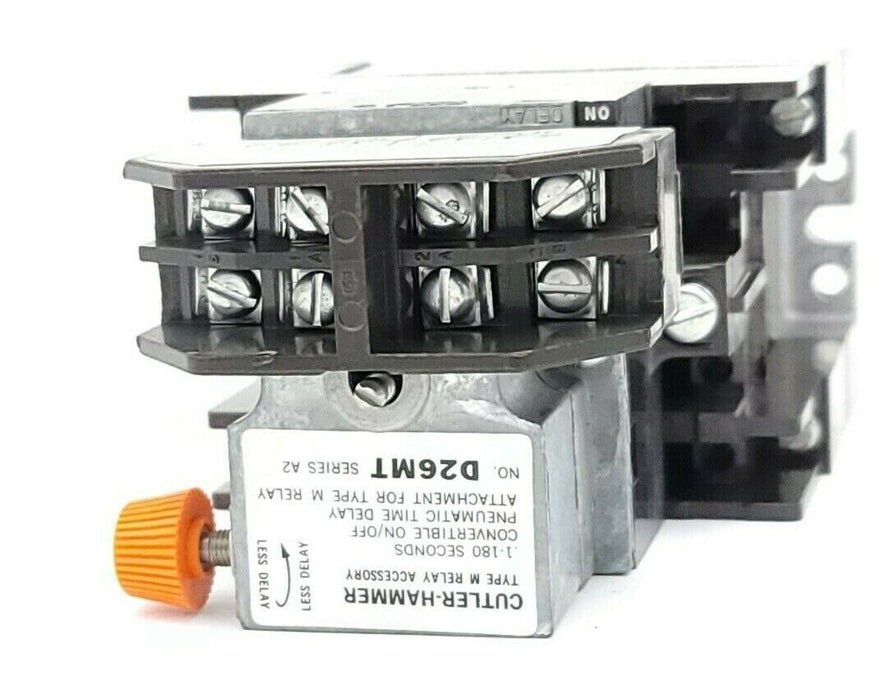 NIB EATON CUTLER HAMMER D26MR005A TYPE "M" RELAY W/ TIMER ATTACH. 600V
