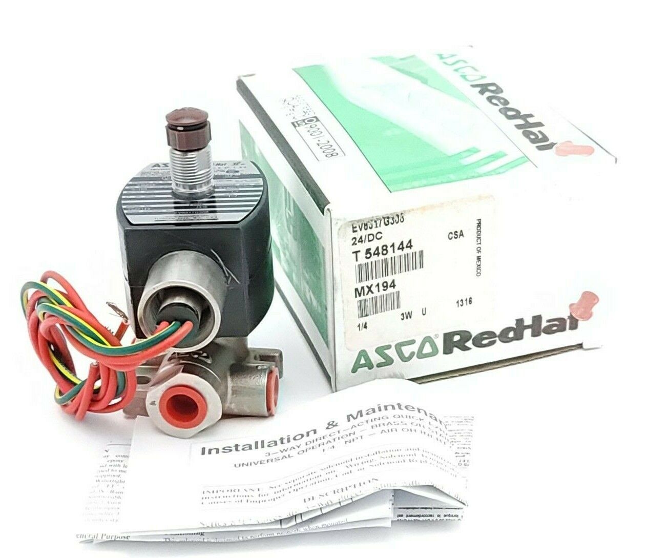 NIB ASCO EV8317G308 3/2 EX PROOF SOLENOID VALVE 1/4'' PIPE 1.4W 24VDC 8317G308