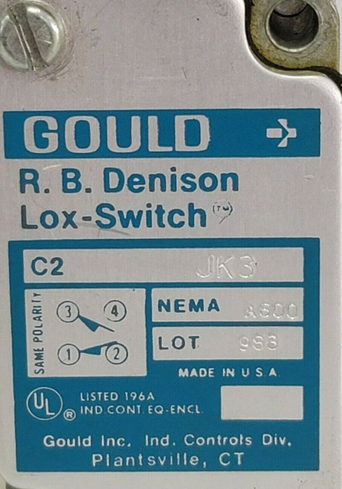 NIB GOULD R.B. DENISON C2-JK3 LIMIT SWITCH C2JK3