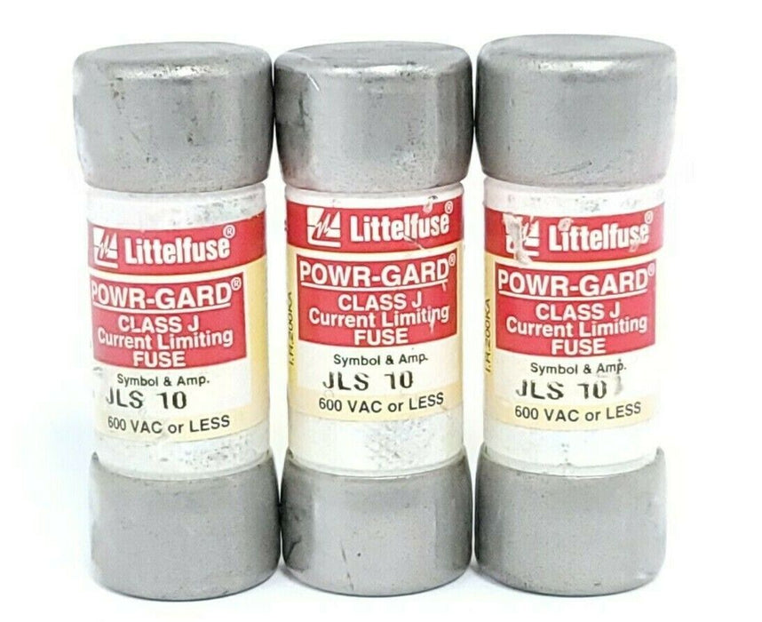 LOT OF 3 LITTELFUSE JLS10 POWR-GARD CLASS J FUSES JLS-10 600VAC