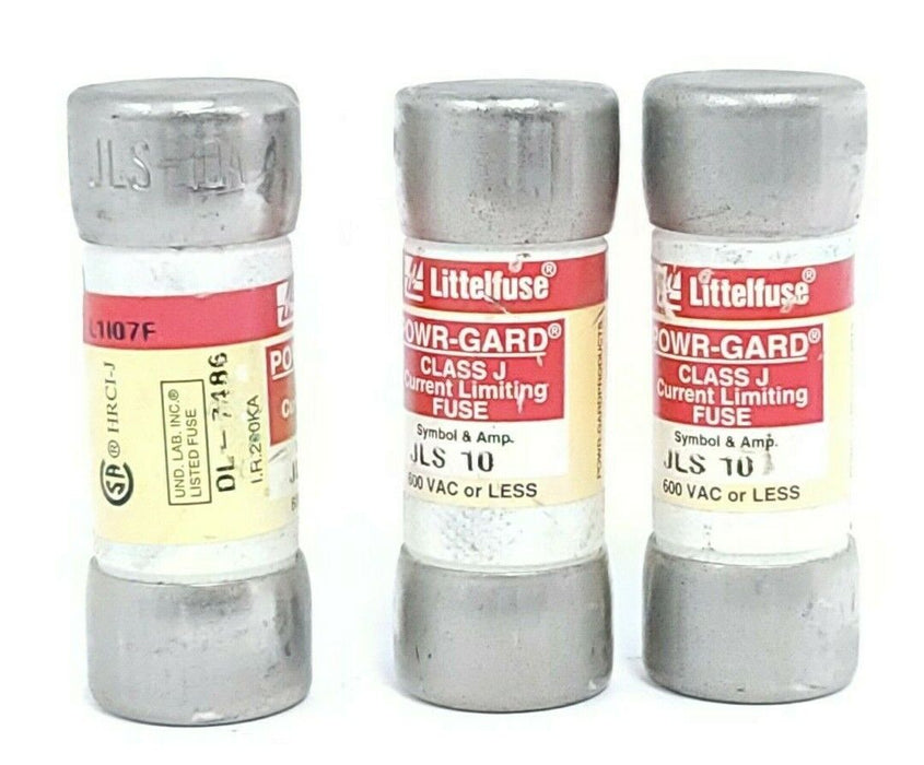 LOT OF 3 LITTELFUSE JLS10 POWR-GARD CLASS J FUSES JLS-10 600VAC