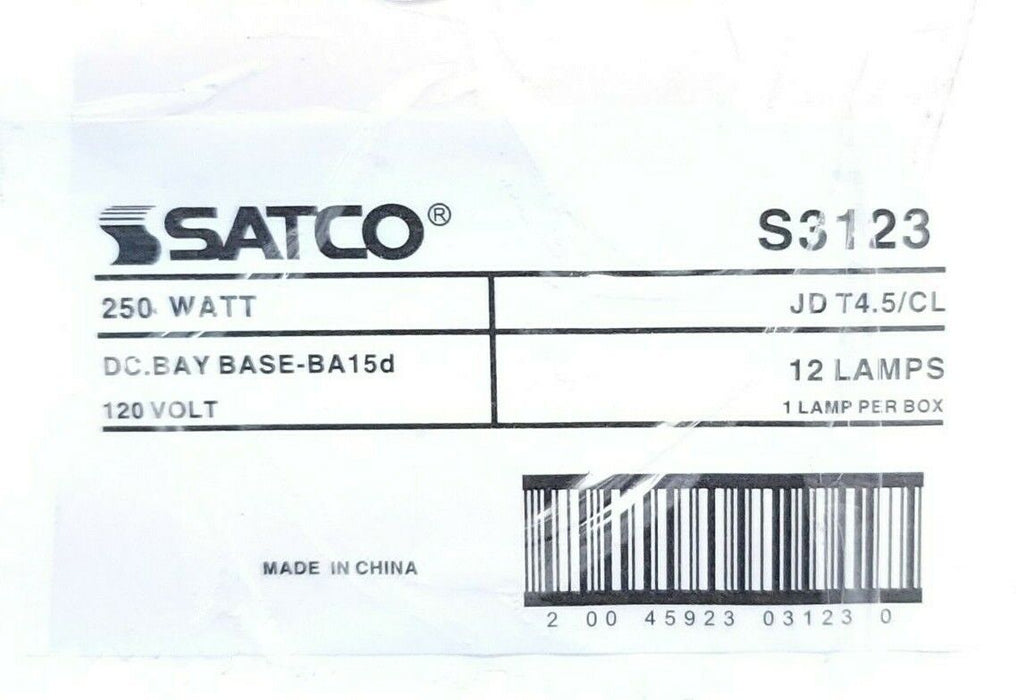 LOT OF 7 NEW SATCO S3123 LAMPS 250 WATT DC. BAY BASE-BA15D 120V