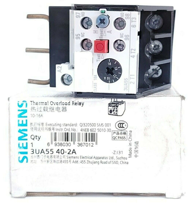 NIB SIEMENS 3UA55 40-2A THERMAL OVERLOAD RELAY 10-16A
