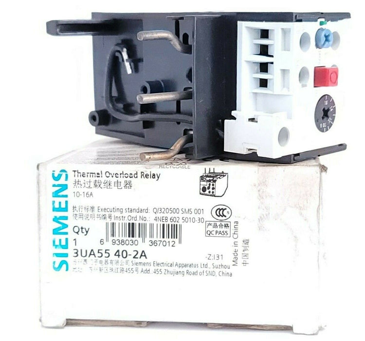 NIB SIEMENS 3UA55 40-2A THERMAL OVERLOAD RELAY 10-16A