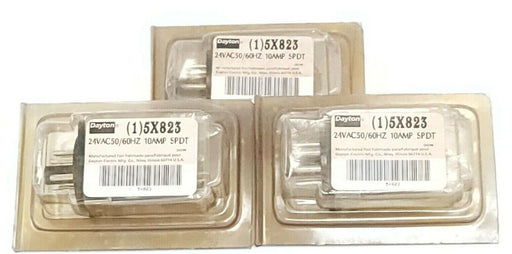 LOT OF 3 NEW DAYTON 5X823 RELAYS 24VAC 50/60HZ 10AMP SPDT